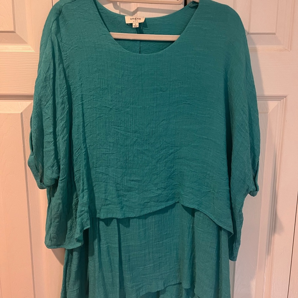 Umgee Women's Teal Layered Tunic
